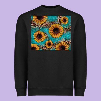 Sunflower Turquoise Glitter Heavyweight Sweatshirt Designed By Jahusdesignshop