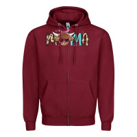 Burgundy mama cow Zipper Hoodie - MaliasSmallBusiness