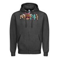 Charcoal Heather mama cow Zipper Hoodie - MaliasSmallBusiness