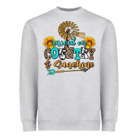 Heather Grey raised on country and sunshine Heavyweight Sweatshirt - AdoDesignShop