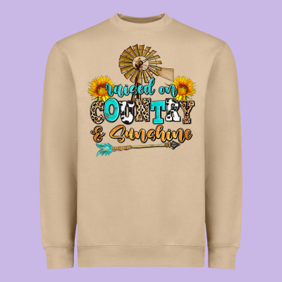Raised On Country And Sunshine Heavyweight Sweatshirt Designed By Adodesignshop