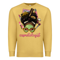 Antique Gold Afro Messy Bun Cosmetologist Premium Sweatshirt - BundleAndBundleShop