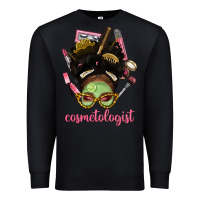 Black Afro Messy Bun Cosmetologist Premium Sweatshirt - BundleAndBundleShop