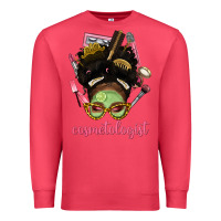 Cardinal Afro Messy Bun Cosmetologist Premium Sweatshirt - BundleAndBundleShop