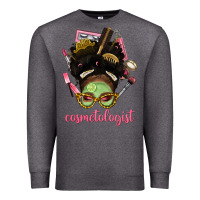 Charcoal Heather Afro Messy Bun Cosmetologist Premium Sweatshirt - BundleAndBundleShop