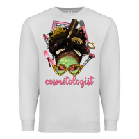 Dove Grey Afro Messy Bun Cosmetologist Premium Sweatshirt - BundleAndBundleShop