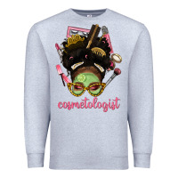 Heather Grey Afro Messy Bun Cosmetologist Premium Sweatshirt - BundleAndBundleShop