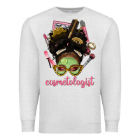 Oatmeal Heather Afro Messy Bun Cosmetologist Premium Sweatshirt - BundleAndBundleShop