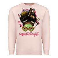 Pale Pink Afro Messy Bun Cosmetologist Premium Sweatshirt - BundleAndBundleShop
