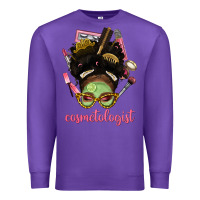 Purple Afro Messy Bun Cosmetologist Premium Sweatshirt - BundleAndBundleShop
