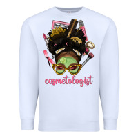 White Afro Messy Bun Cosmetologist Premium Sweatshirt - BundleAndBundleShop