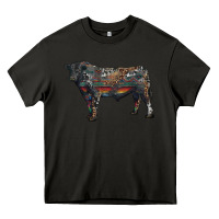 Asphalt black angus bull with western patterns Heavy Core Tee - RanaPortraitStore