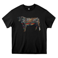 Black black angus bull with western patterns Heavy Core Tee - RanaPortraitStore