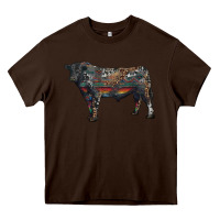 Chocolate Brown black angus bull with western patterns Heavy Core Tee - RanaPortraitStore