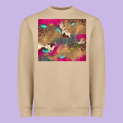 Pink Glitter Leopard Sunflower Gemstone Heavyweight Sweatshirt Designed By Jahusdesignshop