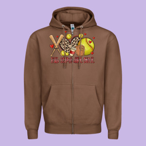 Rub Some Dirt On It Softball Zipper Hoodie Designed By Maliassmallbusiness