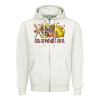 Oatmeal Heather rub some dirt on it softball Zipper Hoodie - MaliasSmallBusiness