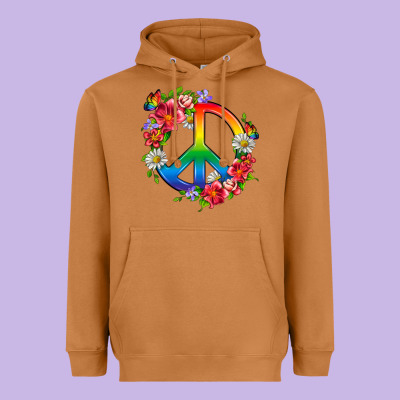 Peace Pride Lgbtq+ And Flowers Heavyweight Hoodie Designed By Bundleandbundleshop