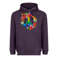 Plum Peace Pride LGBTQ+ And Flowers Heavyweight Hoodie - BundleAndBundleShop