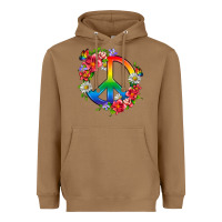 Toasted Coconut Peace Pride LGBTQ+ And Flowers Heavyweight Hoodie - BundleAndBundleShop