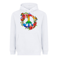 White Peace Pride LGBTQ+ And Flowers Heavyweight Hoodie - BundleAndBundleShop