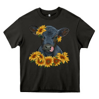 Asphalt black angus calf with sunflowers Heavy Core Tee - RanaPortraitStore