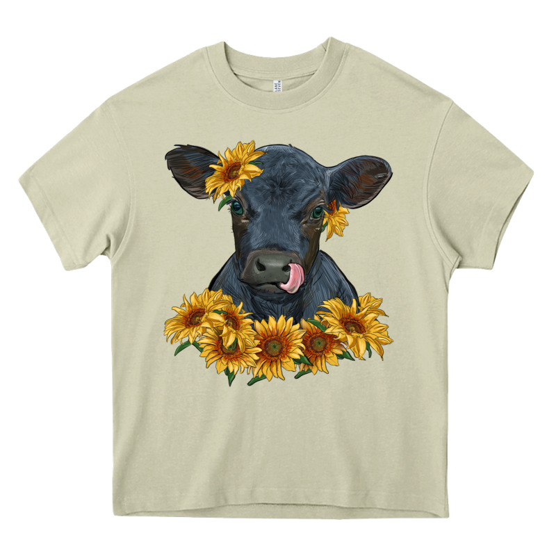 Black Angus Calf With Sunflowers Heavy Core Tee by RanaPortraitStore | Teevron