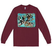 Burgundy turquoise cowhide leopard background Long Sleeve Tee - AdoDesignShop