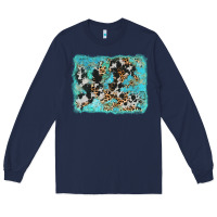 Navy turquoise cowhide leopard background Long Sleeve Tee - AdoDesignShop