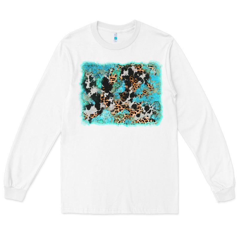 Turquoise Cowhide Leopard Background Long Sleeve Tee by AdoDesignShop | Teevron