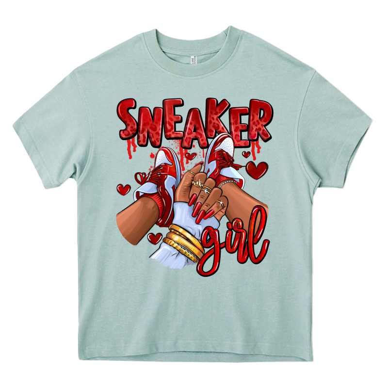 Red Sneaker Girl Afro Woman Heavy Core Tee by RanaPortraitStore | Teevron