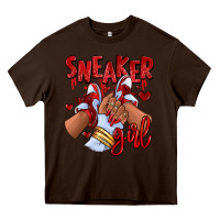 Chocolate Brown red sneaker girl afro woman Heavy Core Tee - RanaPortraitStore