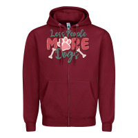 Burgundy less people more dogs Zipper Hoodie - MaliasSmallBusiness