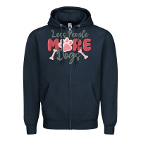 Navy less people more dogs Zipper Hoodie - MaliasSmallBusiness