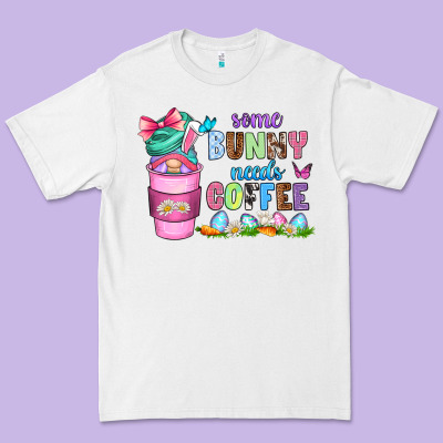 Premium Tee some bunny needs coffee with gnomes