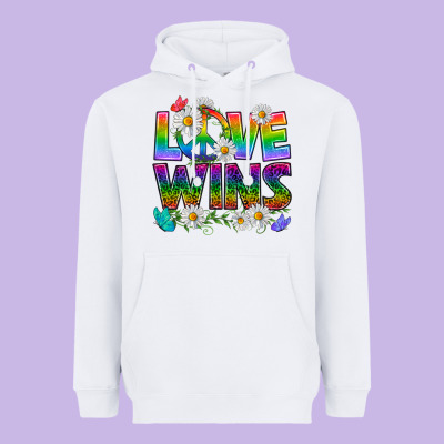 Pride Lgbtq+ Love Wins Heavyweight Hoodie Designed By Bundleandbundleshop