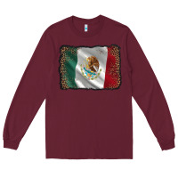 Burgundy mexico flag black glitter leopard Long Sleeve Tee - AdoDesignShop