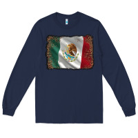 Navy mexico flag black glitter leopard Long Sleeve Tee - AdoDesignShop