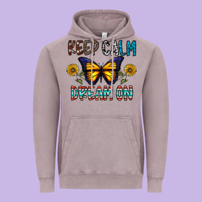 Keep Calm Dream On Vintage Hoodie Designed By Cowhidedigitalart