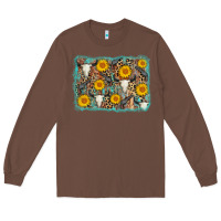 Chestnut cow skull sunflower background Long Sleeve Tee - AdoDesignShop