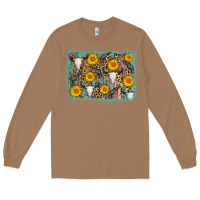 Toasted Coconut cow skull sunflower background Long Sleeve Tee - AdoDesignShop