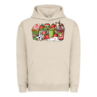 Pigment French Oak Cow and strawberry coffee cups Urban Hoodie - HowdyJamesFarm