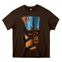 Chocolate Brown black heels black fashion girl Heavy Core Tee - RanaPortraitStore