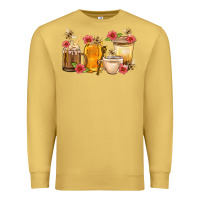 Antique Gold Honey And Bee With Flower Coffee Cup Premium Sweatshirt - BundleAndBundleShop