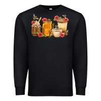 Black Honey And Bee With Flower Coffee Cup Premium Sweatshirt - BundleAndBundleShop