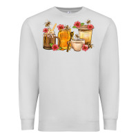 Dove Grey Honey And Bee With Flower Coffee Cup Premium Sweatshirt - BundleAndBundleShop