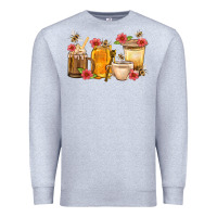Heather Grey Honey And Bee With Flower Coffee Cup Premium Sweatshirt - BundleAndBundleShop