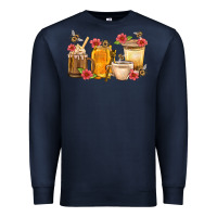 Navy Honey And Bee With Flower Coffee Cup Premium Sweatshirt - BundleAndBundleShop