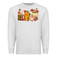 Oatmeal Heather Honey And Bee With Flower Coffee Cup Premium Sweatshirt - BundleAndBundleShop