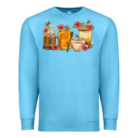 Ocean Blue Honey And Bee With Flower Coffee Cup Premium Sweatshirt - BundleAndBundleShop